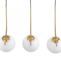 GloboStar® MONROE 00955 Μοντέρνο Κρεμαστό Φωτιστικό Οροφής Τρίφωτο 3 x E27 Χρυσό – Λευκό Μεταλλικό Μπάλα Μ74 x Π25 x Υ50cm