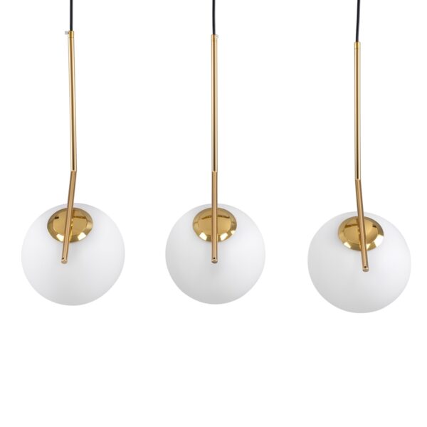 GloboStar® MONROE 00955 Μοντέρνο Κρεμαστό Φωτιστικό Οροφής Τρίφωτο 3 x E27 Χρυσό – Λευκό Μεταλλικό Μπάλα Μ74 x Π25 x Υ50cm