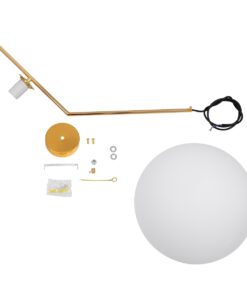 GloboStar® MONROE 00956 Μοντέρνο Κρεμαστό Φωτιστικό Οροφής Μονόφωτο 1 x E27 Χρυσό – Λευκό Μεταλλικό Μπάλα Φ30 x Υ75cm