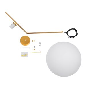 GloboStar® MONROE 00956 Μοντέρνο Κρεμαστό Φωτιστικό Οροφής Μονόφωτο 1 x E27 Χρυσό – Λευκό Μεταλλικό Μπάλα Φ30 x Υ75cm
