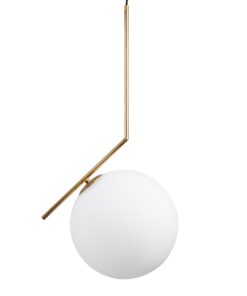 GloboStar® MONROE 00956 Μοντέρνο Κρεμαστό Φωτιστικό Οροφής Μονόφωτο 1 x E27 Χρυσό – Λευκό Μεταλλικό Μπάλα Φ30 x Υ75cm