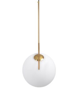 GloboStar® MONROE 00956 Μοντέρνο Κρεμαστό Φωτιστικό Οροφής Μονόφωτο 1 x E27 Χρυσό – Λευκό Μεταλλικό Μπάλα Φ30 x Υ75cm