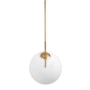 GloboStar® MONROE 00956 Μοντέρνο Κρεμαστό Φωτιστικό Οροφής Μονόφωτο 1 x E27 Χρυσό – Λευκό Μεταλλικό Μπάλα Φ30 x Υ75cm