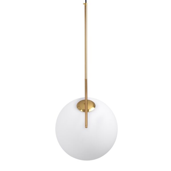 GloboStar® MONROE 00956 Μοντέρνο Κρεμαστό Φωτιστικό Οροφής Μονόφωτο 1 x E27 Χρυσό – Λευκό Μεταλλικό Μπάλα Φ30 x Υ75cm