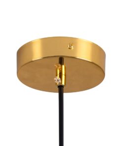 GloboStar® MONROE 00956 Μοντέρνο Κρεμαστό Φωτιστικό Οροφής Μονόφωτο 1 x E27 Χρυσό – Λευκό Μεταλλικό Μπάλα Φ30 x Υ75cm