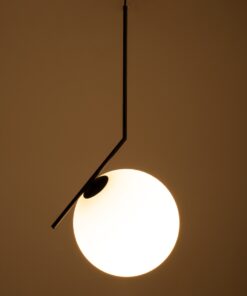 GloboStar® MONROE 00957 Μοντέρνο Κρεμαστό Φωτιστικό Οροφής Μονόφωτο 1 x E27 Μαύρο – Λευκό Μεταλλικό Μπάλα Φ30 x Υ75cm