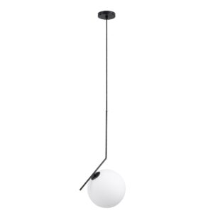 GloboStar® MONROE 00957 Μοντέρνο Κρεμαστό Φωτιστικό Οροφής Μονόφωτο 1 x E27 Μαύρο – Λευκό Μεταλλικό Μπάλα Φ30 x Υ75cm