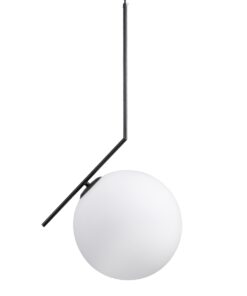 GloboStar® MONROE 00957 Μοντέρνο Κρεμαστό Φωτιστικό Οροφής Μονόφωτο 1 x E27 Μαύρο – Λευκό Μεταλλικό Μπάλα Φ30 x Υ75cm