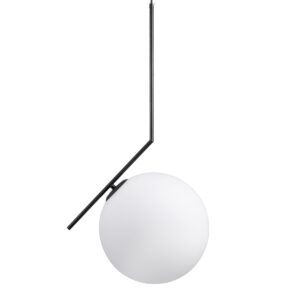 GloboStar® MONROE 00957 Μοντέρνο Κρεμαστό Φωτιστικό Οροφής Μονόφωτο 1 x E27 Μαύρο – Λευκό Μεταλλικό Μπάλα Φ30 x Υ75cm