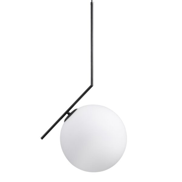 GloboStar® MONROE 00957 Μοντέρνο Κρεμαστό Φωτιστικό Οροφής Μονόφωτο 1 x E27 Μαύρο – Λευκό Μεταλλικό Μπάλα Φ30 x Υ75cm