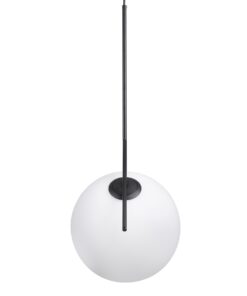 GloboStar® MONROE 00957 Μοντέρνο Κρεμαστό Φωτιστικό Οροφής Μονόφωτο 1 x E27 Μαύρο – Λευκό Μεταλλικό Μπάλα Φ30 x Υ75cm