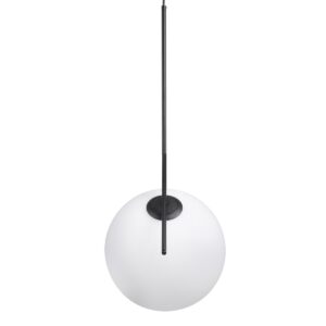 GloboStar® MONROE 00957 Μοντέρνο Κρεμαστό Φωτιστικό Οροφής Μονόφωτο 1 x E27 Μαύρο – Λευκό Μεταλλικό Μπάλα Φ30 x Υ75cm