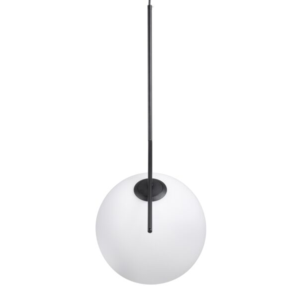 GloboStar® MONROE 00957 Μοντέρνο Κρεμαστό Φωτιστικό Οροφής Μονόφωτο 1 x E27 Μαύρο – Λευκό Μεταλλικό Μπάλα Φ30 x Υ75cm