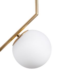 GloboStar® MONROE 00958 Μοντέρνο Κρεμαστό Φωτιστικό Οροφής Μονόφωτο 1 x E27 Χρυσό – Λευκό Μεταλλικό Μπάλα Φ15 x Υ49cm