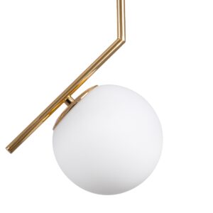 GloboStar® MONROE 00958 Μοντέρνο Κρεμαστό Φωτιστικό Οροφής Μονόφωτο 1 x E27 Χρυσό – Λευκό Μεταλλικό Μπάλα Φ15 x Υ49cm