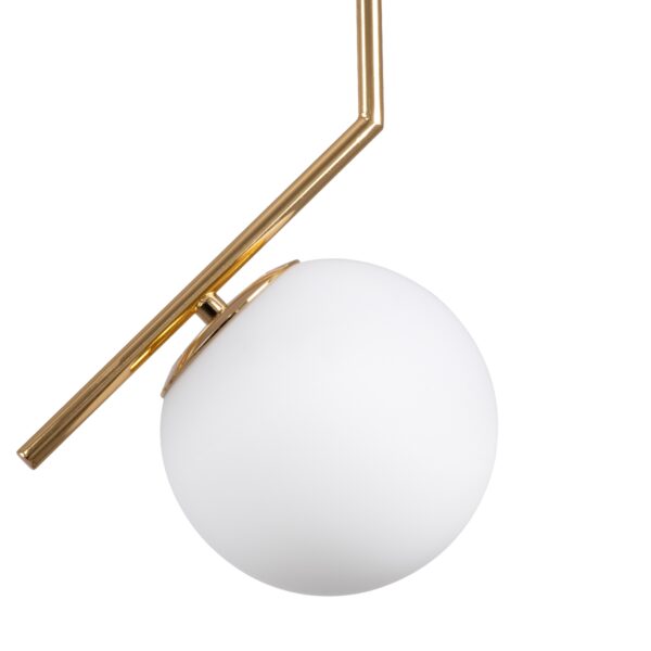 GloboStar® MONROE 00958 Μοντέρνο Κρεμαστό Φωτιστικό Οροφής Μονόφωτο 1 x E27 Χρυσό – Λευκό Μεταλλικό Μπάλα Φ15 x Υ49cm