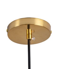 GloboStar® MONROE 00958 Μοντέρνο Κρεμαστό Φωτιστικό Οροφής Μονόφωτο 1 x E27 Χρυσό – Λευκό Μεταλλικό Μπάλα Φ15 x Υ49cm