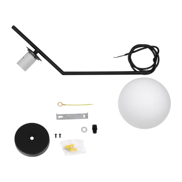 GloboStar® MONROE 00959 Μοντέρνο Κρεμαστό Φωτιστικό Οροφής Μονόφωτο 1 x E27 Μαύρο – Λευκό Μεταλλικό Μπάλα Φ15 x Υ49cm