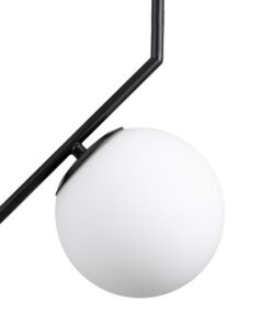 GloboStar® MONROE 00959 Μοντέρνο Κρεμαστό Φωτιστικό Οροφής Μονόφωτο 1 x E27 Μαύρο – Λευκό Μεταλλικό Μπάλα Φ15 x Υ49cm