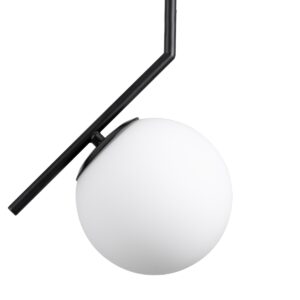 GloboStar® MONROE 00959 Μοντέρνο Κρεμαστό Φωτιστικό Οροφής Μονόφωτο 1 x E27 Μαύρο – Λευκό Μεταλλικό Μπάλα Φ15 x Υ49cm