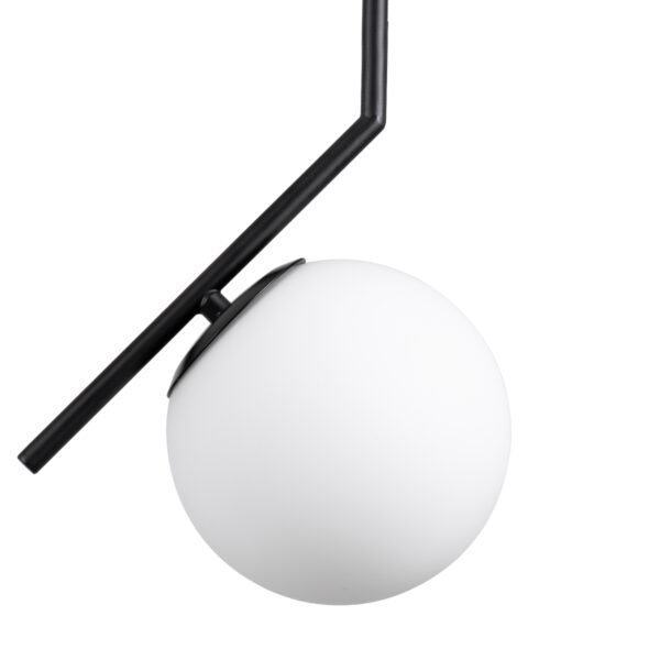 GloboStar® MONROE 00959 Μοντέρνο Κρεμαστό Φωτιστικό Οροφής Μονόφωτο 1 x E27 Μαύρο – Λευκό Μεταλλικό Μπάλα Φ15 x Υ49cm