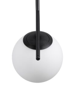 GloboStar® MONROE 00959 Μοντέρνο Κρεμαστό Φωτιστικό Οροφής Μονόφωτο 1 x E27 Μαύρο – Λευκό Μεταλλικό Μπάλα Φ15 x Υ49cm