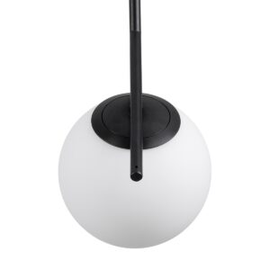 GloboStar® MONROE 00959 Μοντέρνο Κρεμαστό Φωτιστικό Οροφής Μονόφωτο 1 x E27 Μαύρο – Λευκό Μεταλλικό Μπάλα Φ15 x Υ49cm