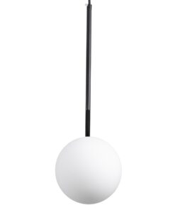 GloboStar® MONROE 00959 Μοντέρνο Κρεμαστό Φωτιστικό Οροφής Μονόφωτο 1 x E27 Μαύρο – Λευκό Μεταλλικό Μπάλα Φ15 x Υ49cm