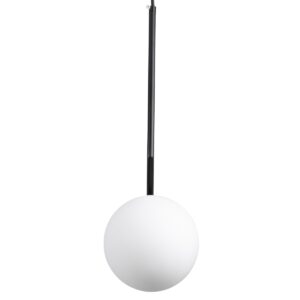 GloboStar® MONROE 00959 Μοντέρνο Κρεμαστό Φωτιστικό Οροφής Μονόφωτο 1 x E27 Μαύρο – Λευκό Μεταλλικό Μπάλα Φ15 x Υ49cm