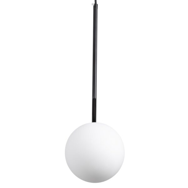 GloboStar® MONROE 00959 Μοντέρνο Κρεμαστό Φωτιστικό Οροφής Μονόφωτο 1 x E27 Μαύρο – Λευκό Μεταλλικό Μπάλα Φ15 x Υ49cm