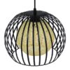 GloboStar® CARTER 00960 Μοντέρνο Industrial Κρεμαστό Φωτιστικό Οροφής Μονόφωτο 1 x E27 Μαύρο με Εκρού Μεταλλικό Πλέγμα Φ28 x Υ23cm