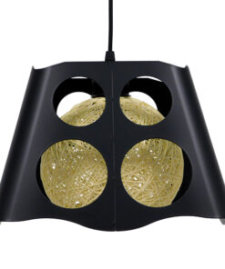 GloboStar® CARTER 00962 Μοντέρνο Industrial Κρεμαστό Φωτιστικό Οροφής Μονόφωτο 1 x E27 Μαύρο με Εκρού Μεταλλικό Πλέγμα Μ28 x Π28 x Υ22cm