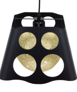 GloboStar® CARTER 00962 Μοντέρνο Industrial Κρεμαστό Φωτιστικό Οροφής Μονόφωτο 1 x E27 Μαύρο με Εκρού Μεταλλικό Πλέγμα Μ28 x Π28 x Υ22cm