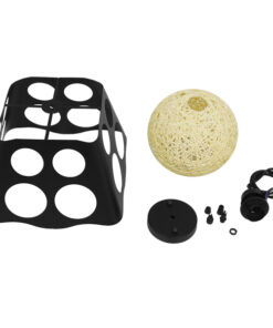 GloboStar® CARTER 00962 Μοντέρνο Industrial Κρεμαστό Φωτιστικό Οροφής Μονόφωτο 1 x E27 Μαύρο με Εκρού Μεταλλικό Πλέγμα Μ28 x Π28 x Υ22cm