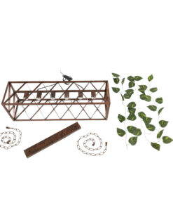 GloboStar® CLARITY 00963 Vintage Industrial Κρεμαστό Φωτιστικό Οροφής Πολύφωτο 6 x E27 Καφέ Σκουριά Μεταλλικό Πλέγμα Μ78 x Π25 x Υ22cm