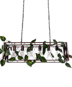 GloboStar® CLARITY 00963 Vintage Industrial Κρεμαστό Φωτιστικό Οροφής Πολύφωτο 6 x E27 Καφέ Σκουριά Μεταλλικό Πλέγμα Μ78 x Π25 x Υ22cm