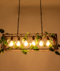 GloboStar® CLARITY 00963 Vintage Industrial Κρεμαστό Φωτιστικό Οροφής Πολύφωτο 6 x E27 Καφέ Σκουριά Μεταλλικό Πλέγμα Μ78 x Π25 x Υ22cm