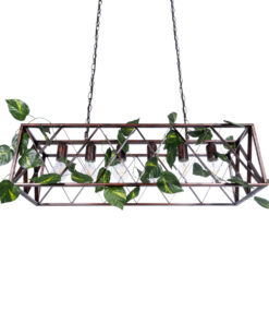 GloboStar® CLARITY 00963 Vintage Industrial Κρεμαστό Φωτιστικό Οροφής Πολύφωτο 6 x E27 Καφέ Σκουριά Μεταλλικό Πλέγμα Μ78 x Π25 x Υ22cm