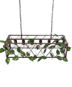 GloboStar® CLARITY 00963 Vintage Industrial Κρεμαστό Φωτιστικό Οροφής Πολύφωτο 6 x E27 Καφέ Σκουριά Μεταλλικό Πλέγμα Μ78 x Π25 x Υ22cm