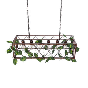 GloboStar® CLARITY 00963 Vintage Industrial Κρεμαστό Φωτιστικό Οροφής Πολύφωτο 6 x E27 Καφέ Σκουριά Μεταλλικό Πλέγμα Μ78 x Π25 x Υ22cm