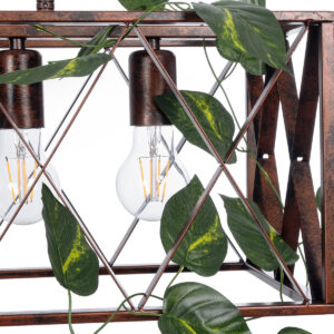 GloboStar® CLARITY 00963 Vintage Industrial Κρεμαστό Φωτιστικό Οροφής Πολύφωτο 6 x E27 Καφέ Σκουριά Μεταλλικό Πλέγμα Μ78 x Π25 x Υ22cm