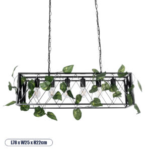 GloboStar® CLARITY 00964 Vintage Industrial Κρεμαστό Φωτιστικό Οροφής Πολύφωτο 6 x E27 Μαύρο Μεταλλικό Πλέγμα Μ78 x Π25 x Υ22cm