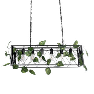 GloboStar® CLARITY 00964 Vintage Industrial Κρεμαστό Φωτιστικό Οροφής Πολύφωτο 6 x E27 Μαύρο Μεταλλικό Πλέγμα Μ78 x Π25 x Υ22cm