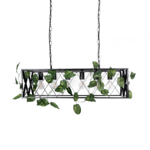 GloboStar® CLARITY 00964 Vintage Industrial Κρεμαστό Φωτιστικό Οροφής Πολύφωτο 6 x E27 Μαύρο Μεταλλικό Πλέγμα Μ78 x Π25 x Υ22cm