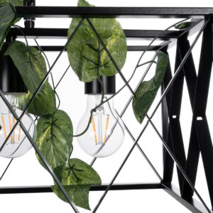 GloboStar® CLARITY 00964 Vintage Industrial Κρεμαστό Φωτιστικό Οροφής Πολύφωτο 6 x E27 Μαύρο Μεταλλικό Πλέγμα Μ78 x Π25 x Υ22cm