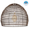 GloboStar® MALIBU 00967 Vintage Κρεμαστό Φωτιστικό Οροφής Μονόφωτο 1 x E27 Καφέ Ξύλινο Bamboo Φ100 x Y86cm