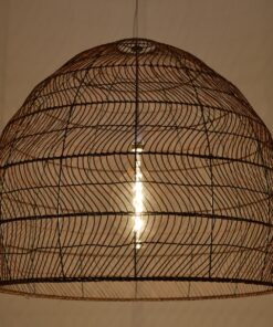 GloboStar® MALIBU 00967 Vintage Κρεμαστό Φωτιστικό Οροφής Μονόφωτο 1 x E27 Καφέ Ξύλινο Bamboo Φ100 x Y86cm