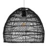 GloboStar® MALIBU 00969 Vintage Κρεμαστό Φωτιστικό Οροφής Μονόφωτο 1 x E27 Μαύρο Ξύλινο Bamboo Φ40 x Y35cm