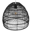 GloboStar® MALIBU 00969 Vintage Κρεμαστό Φωτιστικό Οροφής Μονόφωτο 1 x E27 Μαύρο Ξύλινο Bamboo Φ40 x Y35cm