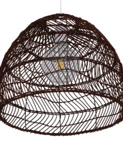 GloboStar® MALIBU 00970 Vintage Κρεμαστό Φωτιστικό Οροφής Μονόφωτο 1 x E27 Καφέ Ξύλινο Bamboo Φ40 x Y35cm